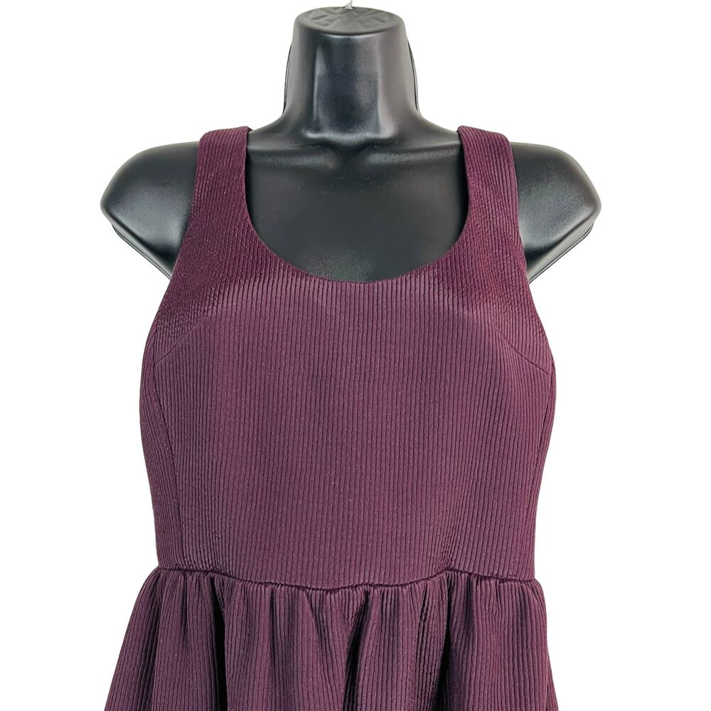 Club Monaco Ribbed Tight Knit Dress Plum Purple Halter - 4